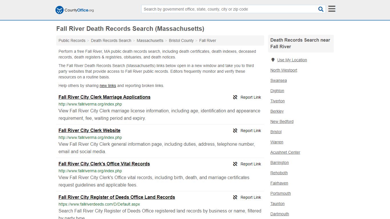 Death Records Search - Fall River, MA (Death Certificates ...
