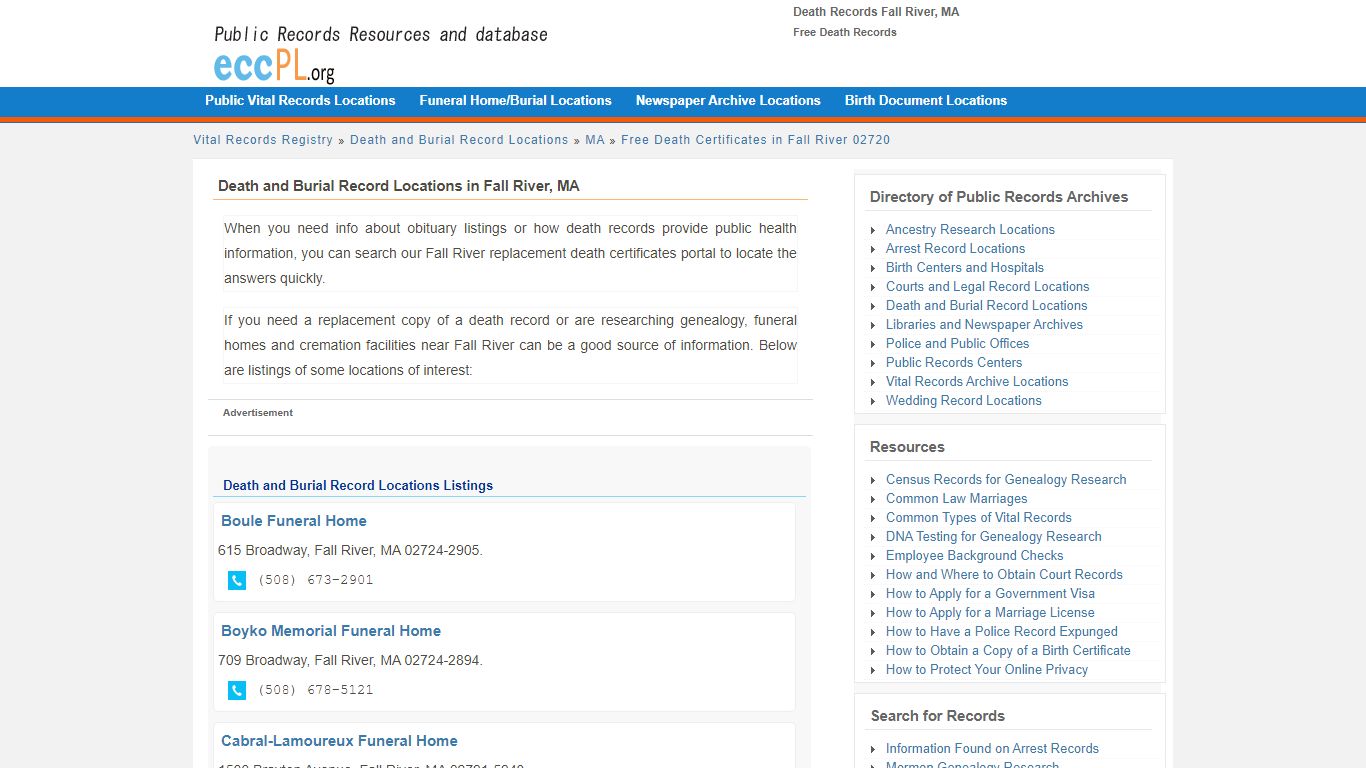 Death Records Fall River, MA - Free Death Records