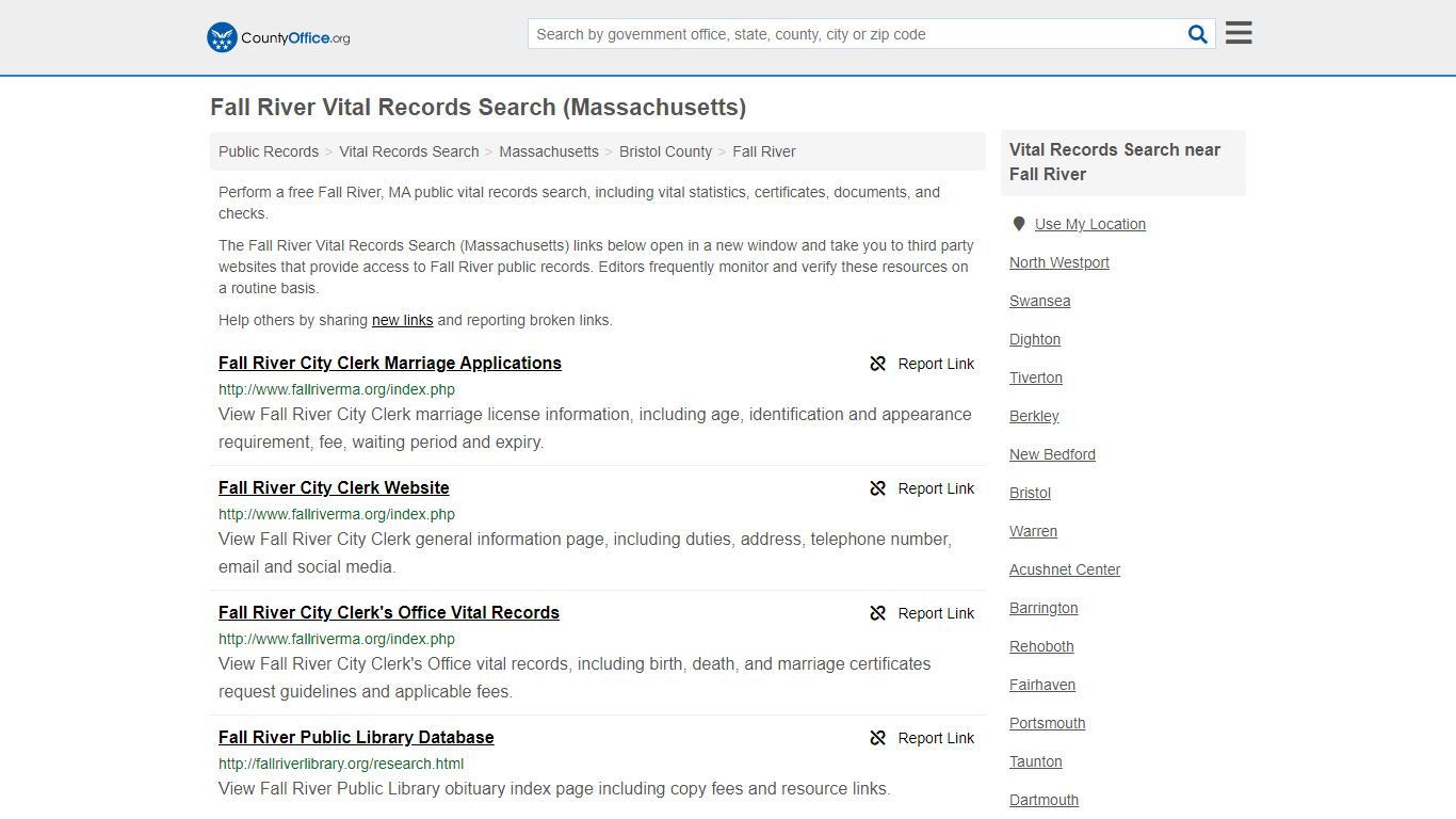 Vital Records Search - Fall River, MA (Birth, Death ...