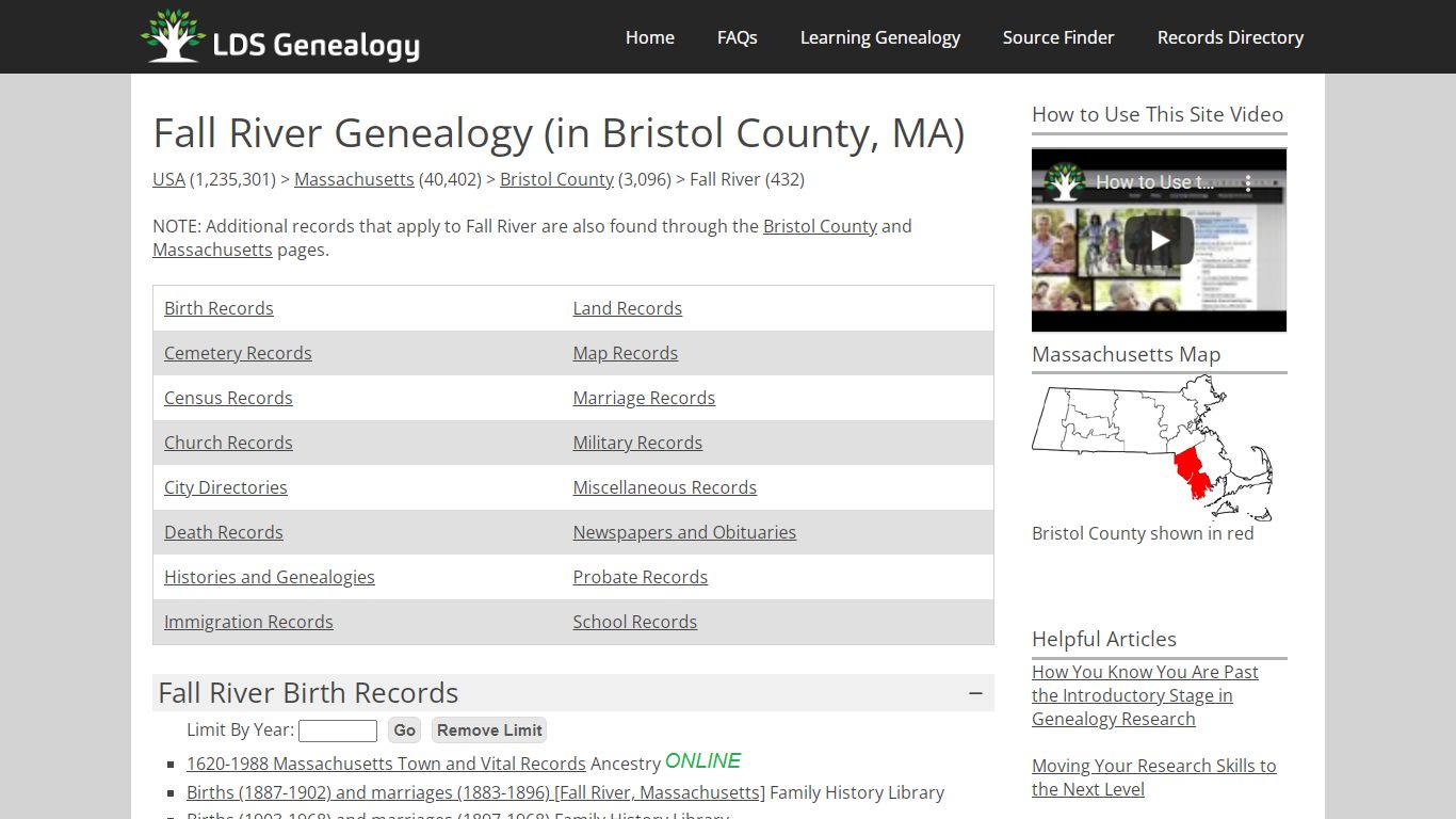 Fall River Genealogy (in Bristol County, Massachusetts)